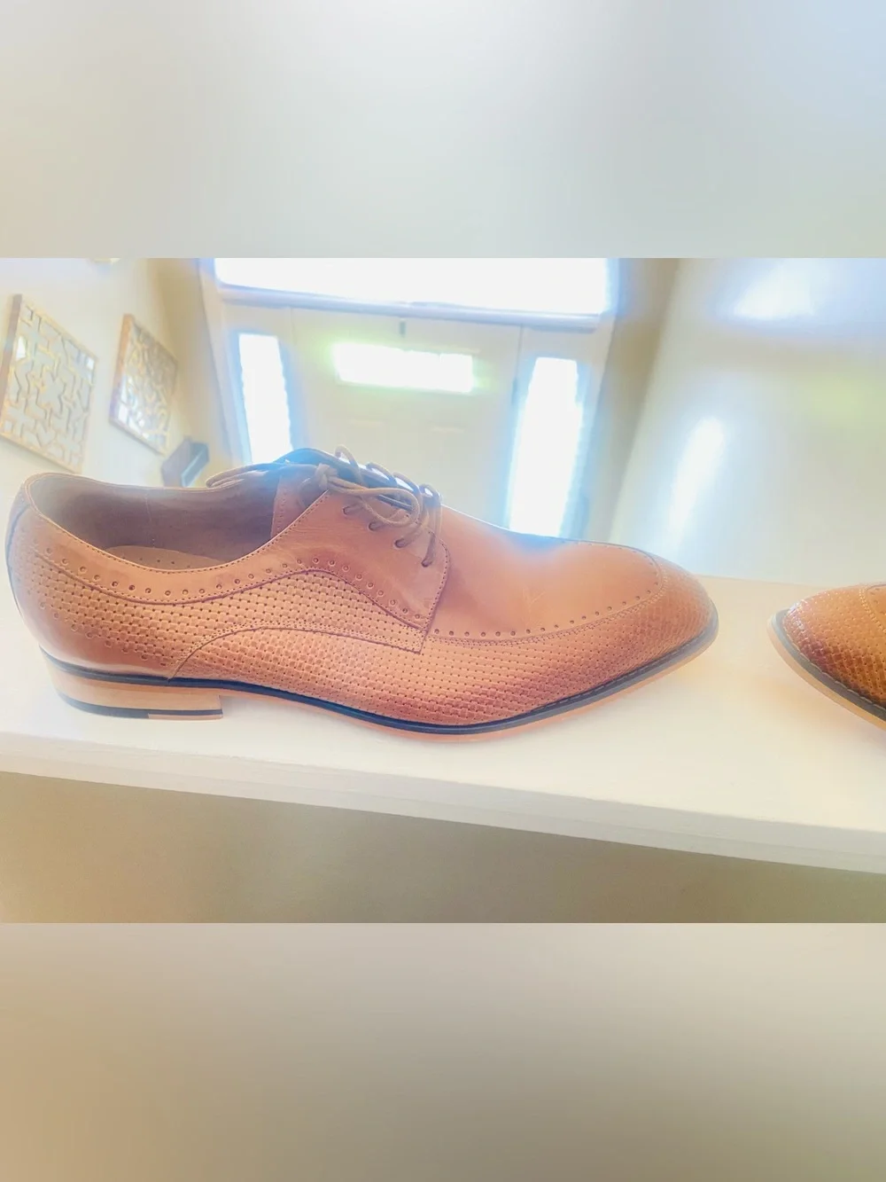 Stacy Adams Cognac Leather Brogue Derby Shoes